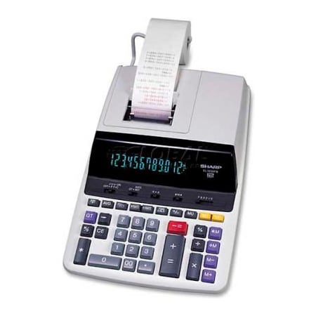 Sharp Sharp 12-Digit Calculator, EL2630PIII, 2 Color Printing, 8-1/4" X 11-1/3" X 2-1/5", White EL2630PIII